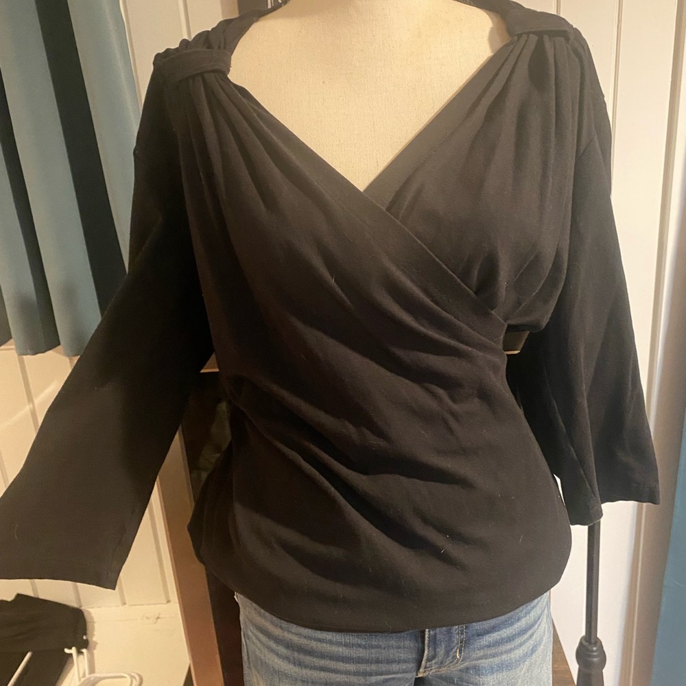 Elegant Black Women's Wrap Top